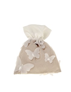 Butterfly Sacchetto portaconfetti Farfalla Tortora 10x12cm | G3S