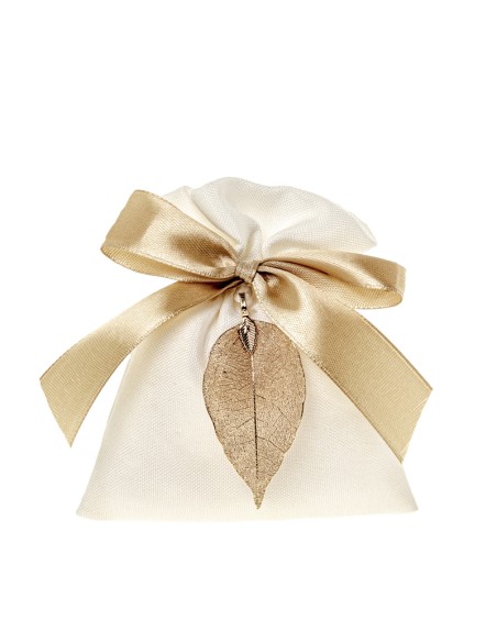 Foglia Sacchetto portaconfetti Beige 10x12cm | G3S