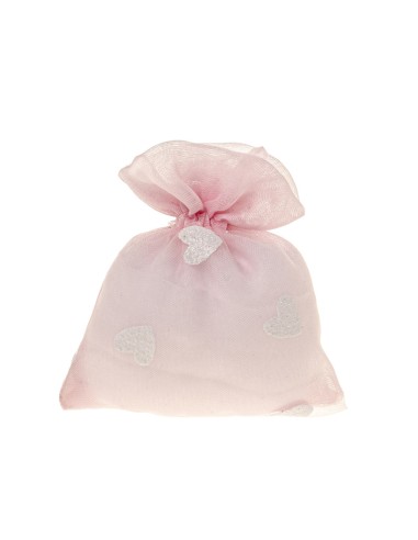 Glitter Heart Sacchetto portaconfetti Cuore Rosa 10x12cm | G3S