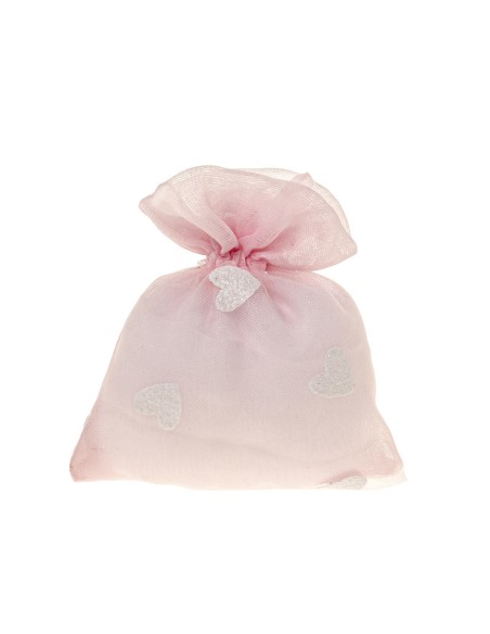 Glitter Heart Sacchetto portaconfetti Cuore Rosa 10x12cm | G3S