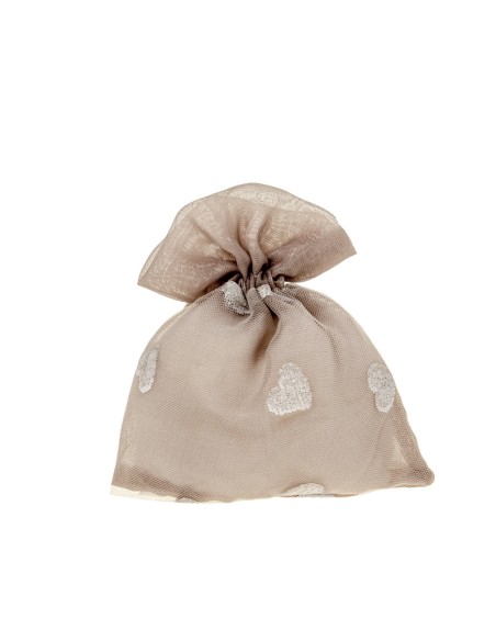 Heart Sacchetto portaconfetti Cuore Beige 10x12cm | G3S