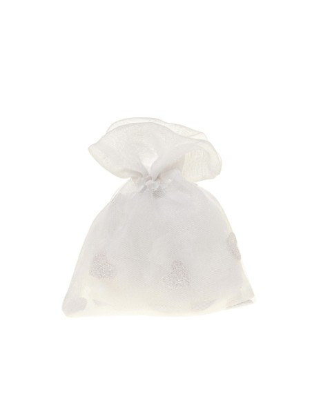 Heart Sacchetto portaconfetti Cuore Bianco 10x12cm | G3S