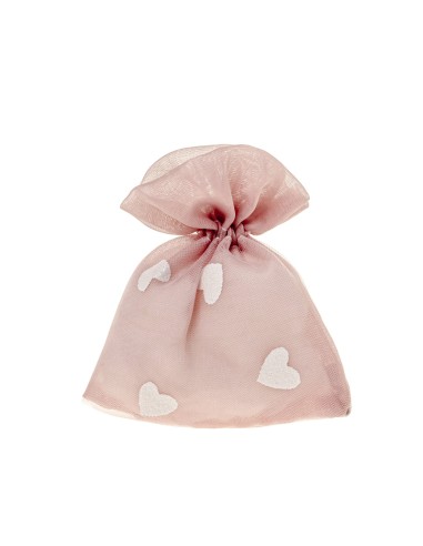 Heart Sacchetto portaconfetti Cuore Rosa antico 10x12cm | G3S