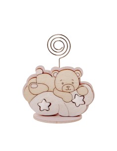 Two Stars Clip segnaposto Orsetto / Stelle Rosa h8cm | G3S