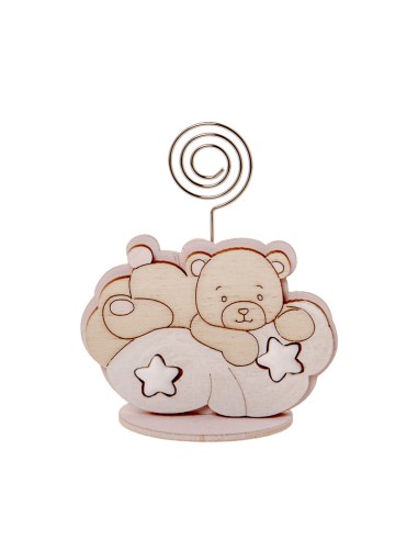 Two Stars Clip segnaposto Orsetto / Stelle Rosa h8cm | G3S