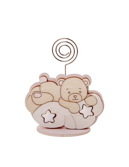 Two Stars Clip segnaposto Orsetto / Stelle Rosa h8cm | G3S