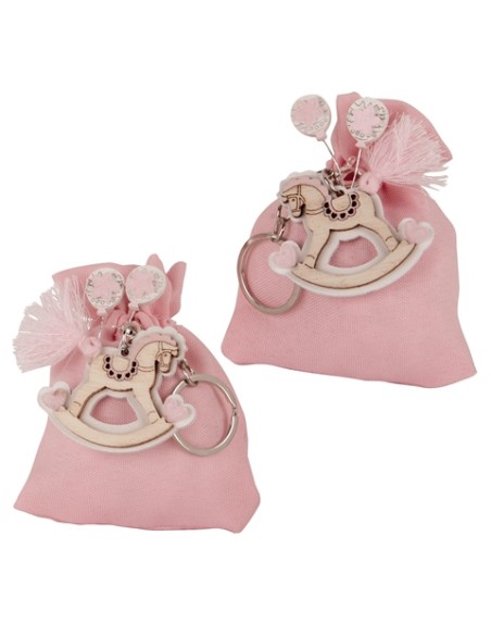 Cavallino Sacchetto Portaconfetti con Portachiavi Rosa - 2 soggetti assortiti SC732 | G3S