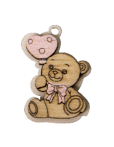 Decorazione in legno Orsetto Rosa 4cm | G3S