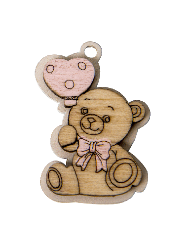 Decorazione in legno Orsetto Rosa 4cm | G3S