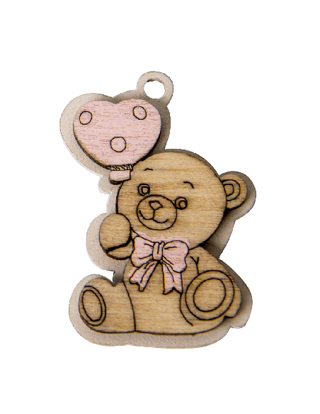 Decorazione in legno Orsetto Rosa 4cm | G3S