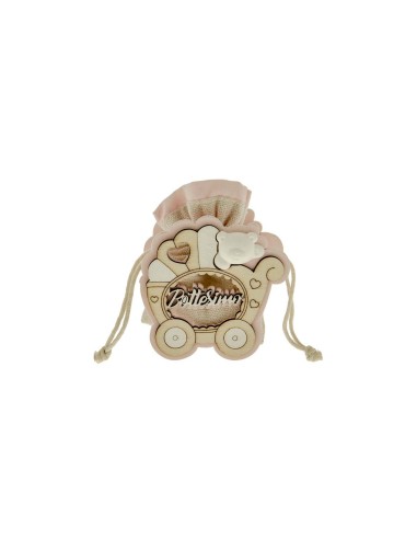 New Arte Portaconfetti Carrozzina Rosa h8cm | G3S