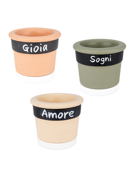 Gesso Portapiantina - 3 soggetti assortiti Ø8cm x h7cm | G3S Bomboniere