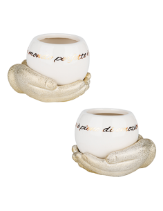 Gold Illumina Portapiantina Gold - 2 soggetti assortiti 11cm x h8cm | G3S Bomboniere