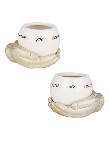 Gold Illumina Portapiantina Gold - 2 soggetti assortiti 11cm x h8cm | G3S Bomboniere