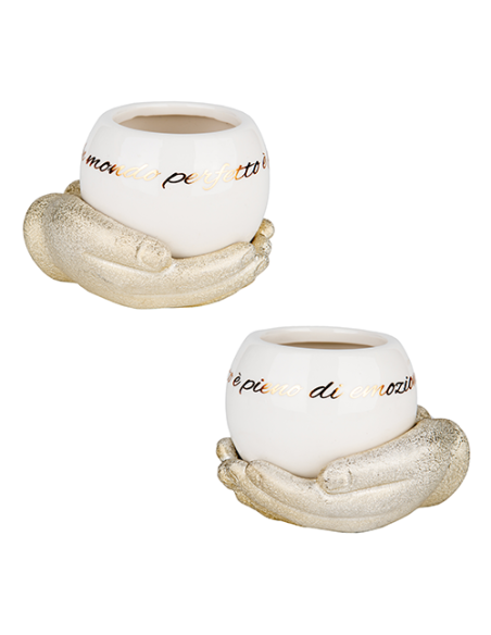 Gold Illumina Portapiantina Gold - 2 soggetti assortiti 11cm x h8cm | G3S Bomboniere