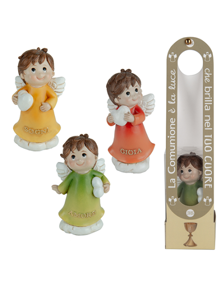 Happy Scatola Angelo Comunione - 3 soggetti assortiti h10cm con scatola | Vendita Ingrosso G3S