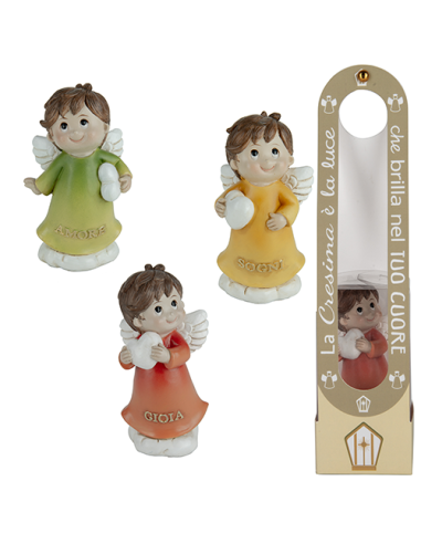 Happy Scatola Angelo Cresima - 3 soggetti assortiti h10cm con scatola | G3S Bomboniere