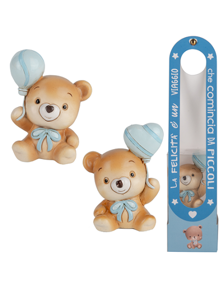 Happy Scatola Orsetto Celeste Baby - 2 soggetti assortiti h7,5cm con scatola | G3S
