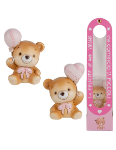 Happy Scatola Orsetto Rosa Baby - 2 soggetti assortiti h7,5cm con scatola | G3S Ingrosso