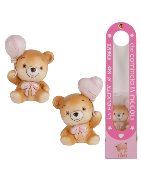 Happy Scatola Orsetto Rosa Baby - 2 soggetti assortiti h7,5cm con scatola | G3S Ingrosso