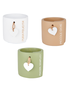 Heart Portapiantina - 3 soggetti assortiti Ø7cm x h7cm | G3S Ingrosso