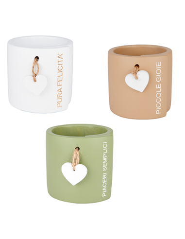 Heart Portapiantina - 3 soggetti assortiti Ø7cm x h7cm | G3S Ingrosso