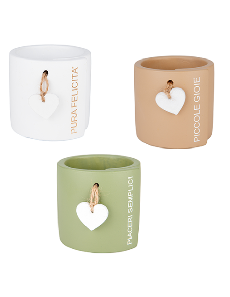 Heart Portapiantina - 3 soggetti assortiti Ø7cm x h7cm | G3S Ingrosso