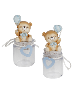 Palla Orso Sacchetto Orsetto Celeste Baby - 2 soggetti assortiti h12cm | Vendita Ingrosso G3S