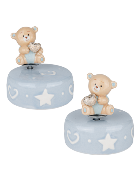 Peluche Carillon Orsetto Celeste Baby - 2 soggetti assortiti h9cm | G3S Ingrosso