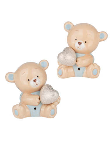 Peluche Lampada LED Orsetto Celeste Baby - 2 soggetti assortiti h9cm | G3S Bomboniere