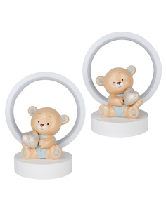 Peluche Lampada LED Orsetto Celeste Baby - 2 soggetti assortiti 15cm x h18cm | G3S Bomboniere