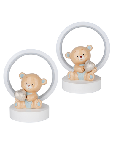 Peluche Lampada LED Orsetto Celeste Baby - 2 soggetti assortiti 15cm x h18cm | G3S Bomboniere