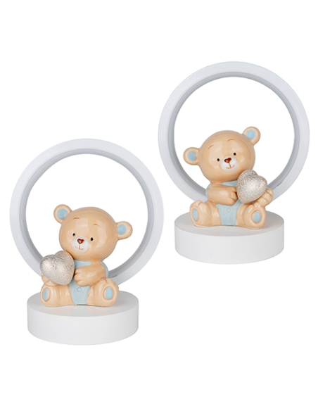 Peluche Lampada LED Orsetto Celeste Baby - 2 soggetti assortiti 15cm x h18cm | G3S Bomboniere