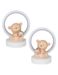 Peluche Lampada LED Orsetto Rosa Baby - 2 soggetti assortiti 15cm x h18cm | G3S