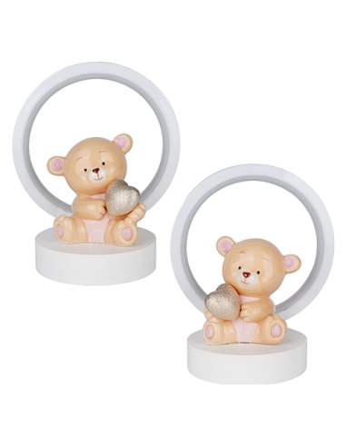 Peluche Lampada LED Orsetto Rosa Baby - 2 soggetti assortiti 15cm x h18cm | G3S