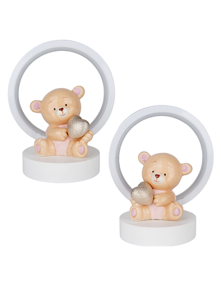 Peluche Lampada LED Orsetto Rosa Baby - 2 soggetti assortiti 15cm x h18cm | G3S