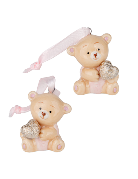 Peluche Decorazione Orsetto Rosa Baby - 2 soggetti assortiti 4cm | Vendita Ingrosso G3S