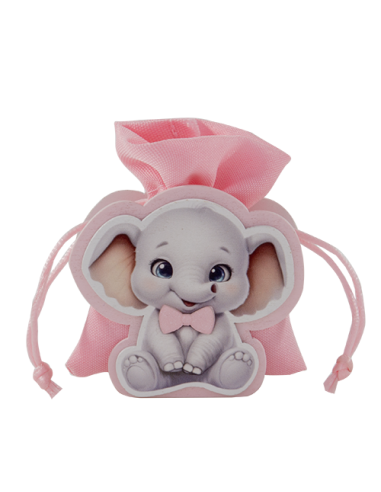 Pinco Portaconfetti Elefante Rosa Baby 8cm | G3S Ingrosso