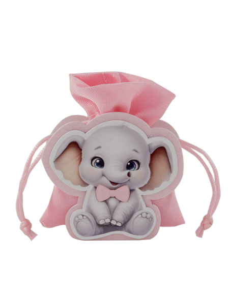 Pinco Portaconfetti Elefante Rosa Baby 8cm | G3S Ingrosso