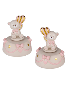 Pupo Carillon Orsetto Rosa Baby - 2 soggetti assortiti h12cm | G3S Ingrosso