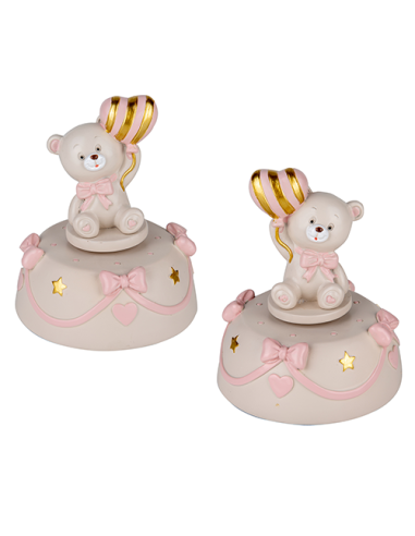 Pupo Carillon Orsetto Rosa Baby - 2 soggetti assortiti h12cm | G3S Ingrosso
