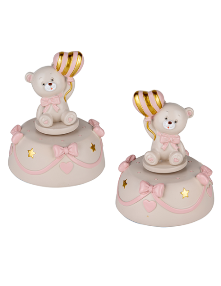 Pupo Carillon Orsetto Rosa Baby - 2 soggetti assortiti h12cm | G3S Ingrosso
