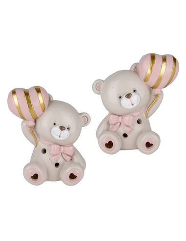 Pupo Lampada LED Orsetto Rosa Baby - 2 soggetti assortiti h10cm | G3S Bomboniere