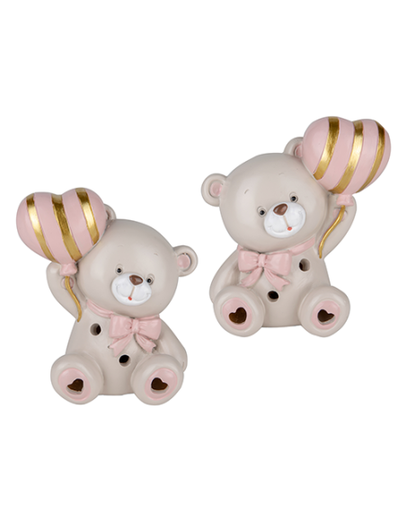 Pupo Lampada LED Orsetto Rosa Baby - 2 soggetti assortiti h10cm | G3S Bomboniere