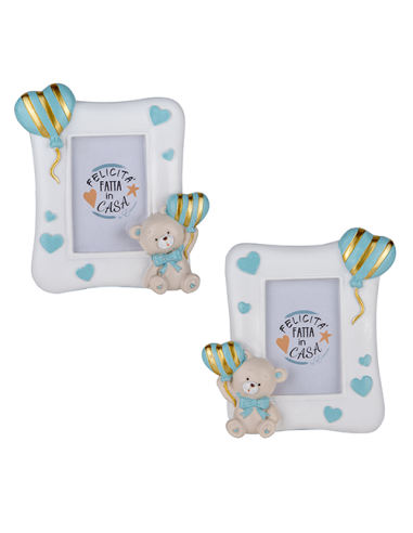 Pupo Portafoto Orsetto Celeste Baby - 2 soggetti assortiti 10x12cm | G3S