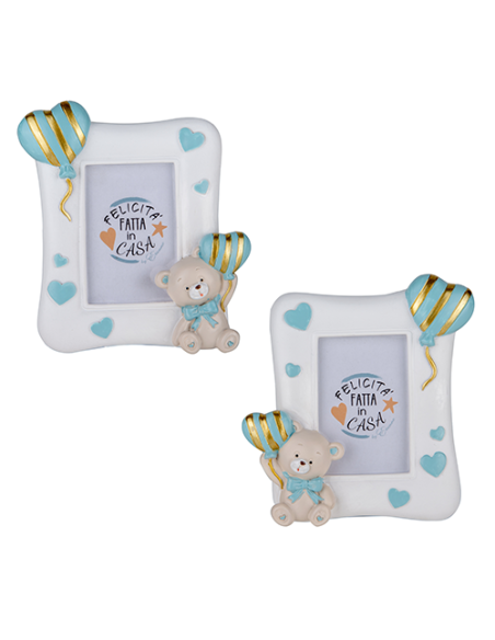 Pupo Portafoto Orsetto Celeste Baby - 2 soggetti assortiti 10x12cm | G3S