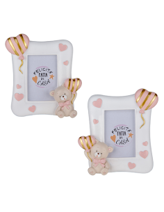 Pupo Portafoto Orsetto Rosa Baby - 2 soggetti assortiti 10x12cm | G3S Ingrosso