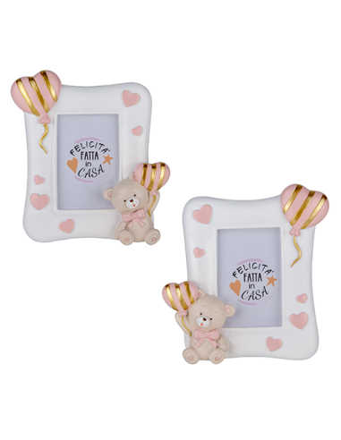 Pupo Portafoto Orsetto Rosa Baby - 2 soggetti assortiti 10x12cm | G3S Ingrosso