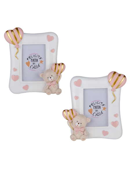 Pupo Portafoto Orsetto Rosa Baby - 2 soggetti assortiti 10x12cm | G3S Ingrosso