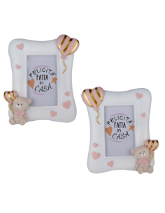 Pupo Portafoto Orsetto Rosa Baby - 2 soggetti assortiti | G3S Bomboniere